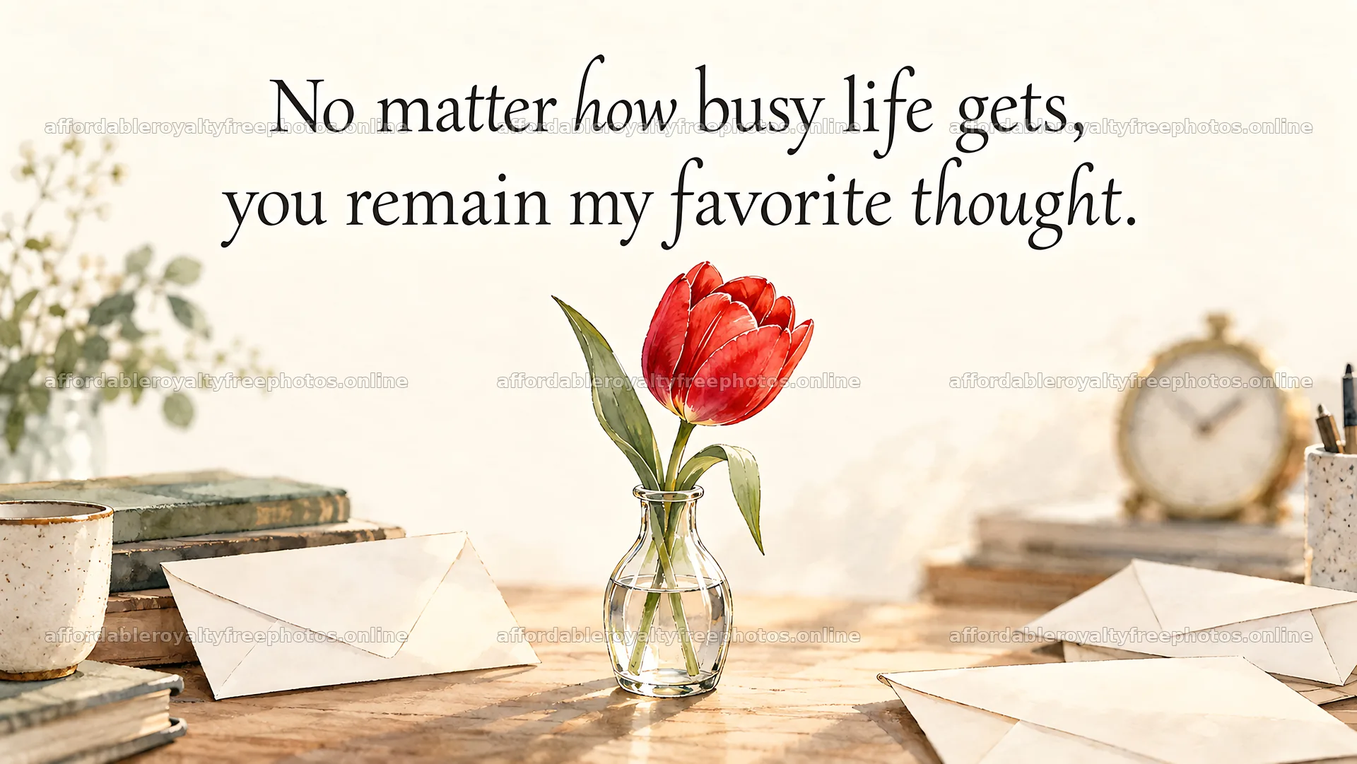 Romantic Tulip Greeting with a Loving Quote – royalty-free photos 10324x5812