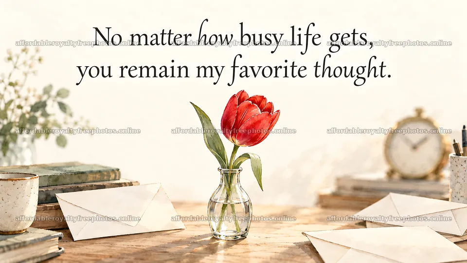 Romantic Tulip Greeting with a Loving Quote – royalty-free photos 10324x5812