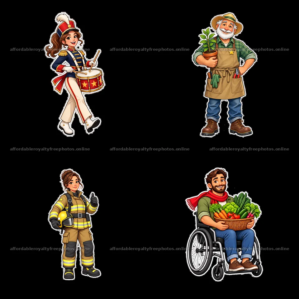 Patriotic festival characters with diverse roles and – royalty-free photos 7746x7746