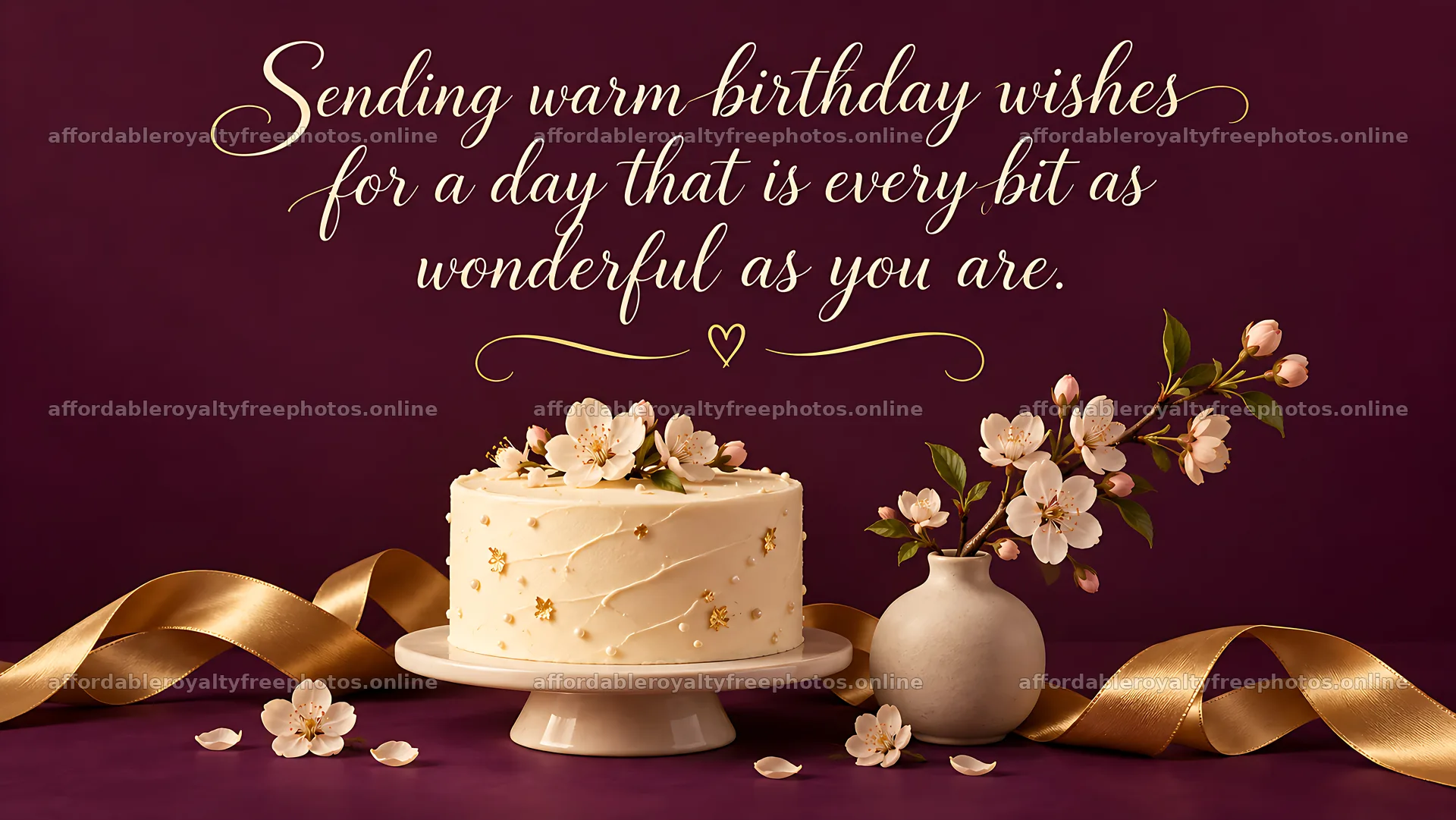 Elegant birthday greeting with floral cake – royalty-free photos 10324x5812