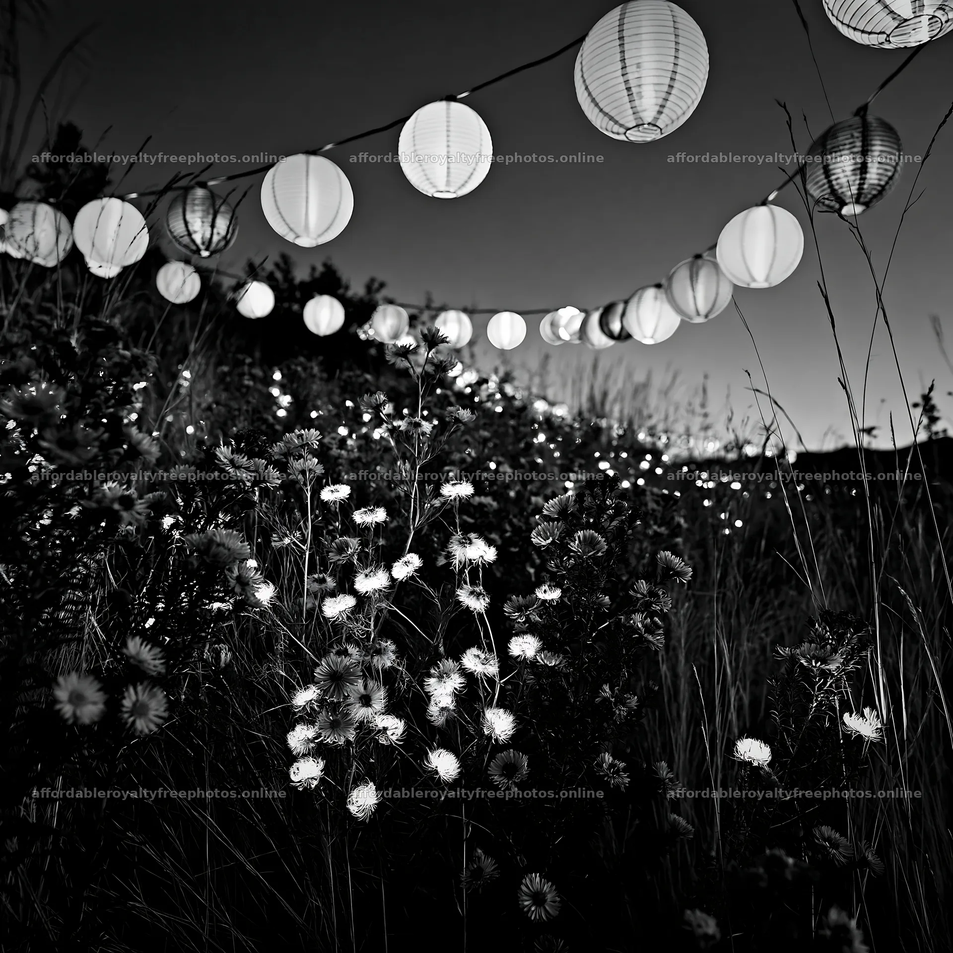 Vibrant Christmas lanterns light up meadow under – royalty-free photos 7938x7938