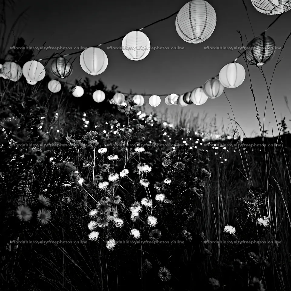 Vibrant Christmas lanterns light up meadow under – royalty-free photos 7938x7938
