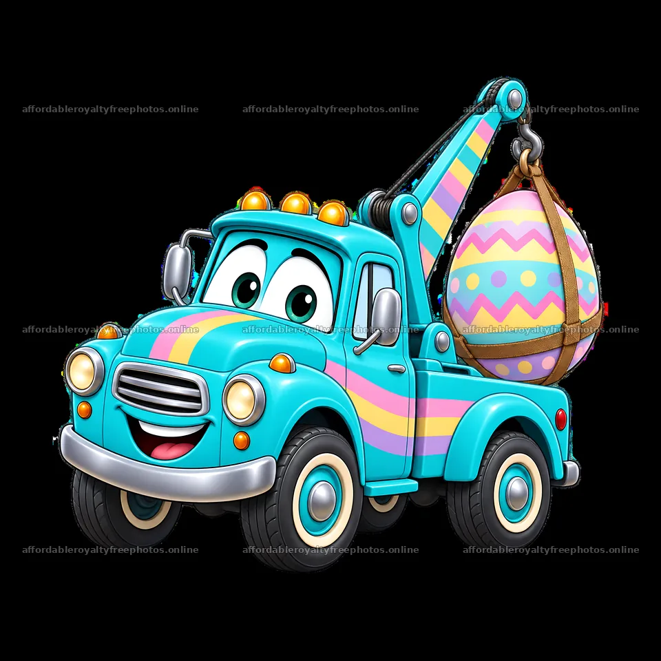 Easter truck carrying a colorful decorated egg – royalty-free photos 7746x7746