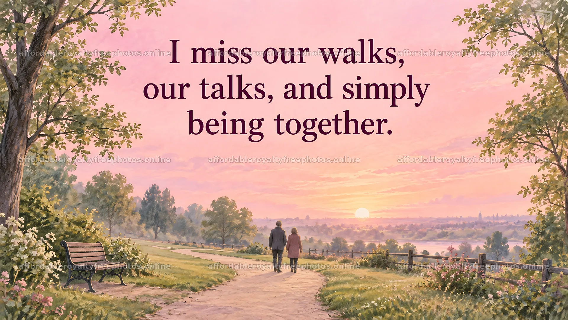 I Miss Our Walks and Talks Greeting Illustration – royalty-free photos 10324x5812