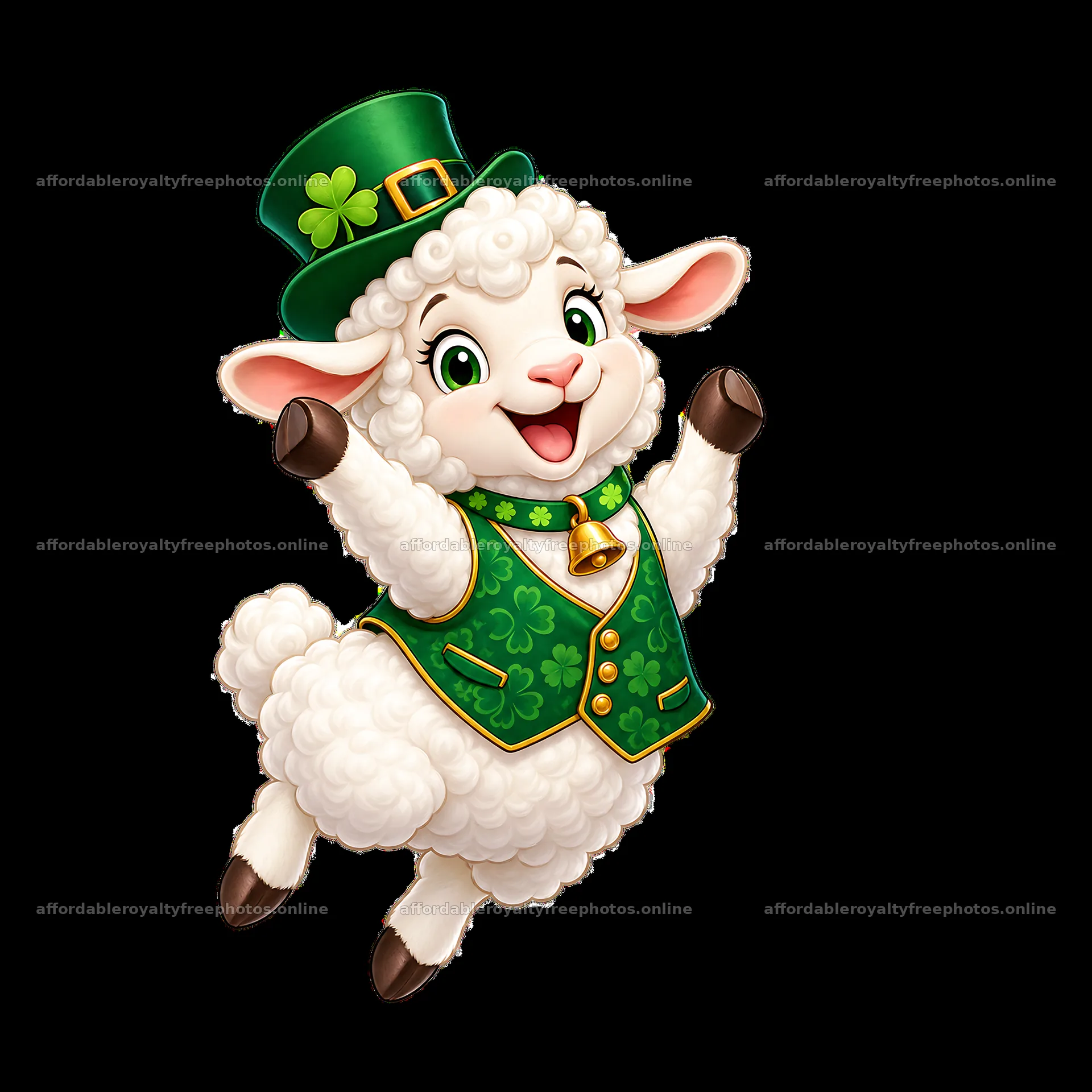 Happy sheep character celebrating St. Patrick's Day with – royalty-free photos 7746x7746