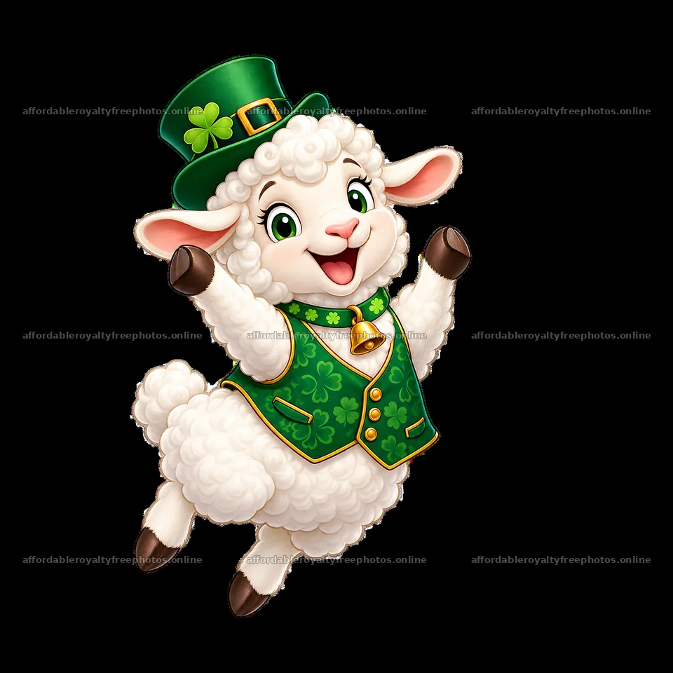 Happy sheep character celebrating St. Patrick's Day with – royalty-free photos 7746x7746