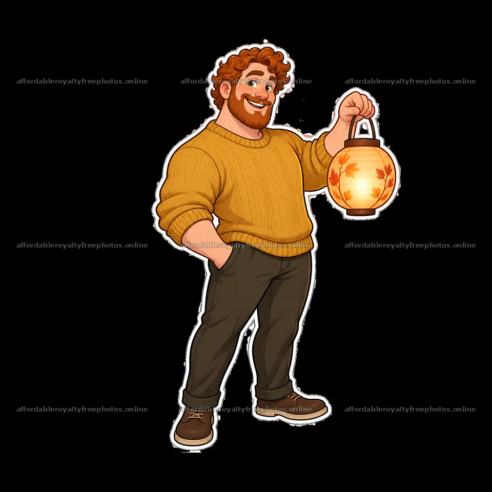 Man holding a lantern wearing a sweater and dark pants – royalty-free photos 7746x7746