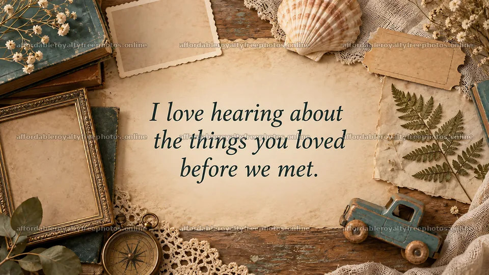 Vintage love greeting about sharing past interests – royalty-free photos 10324x5812