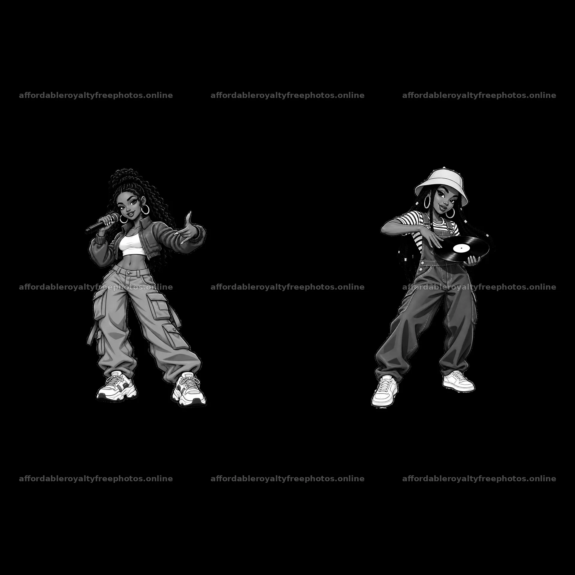 Hip-hop artists performing with microphone and vinyl – royalty-free photos 7746x7746