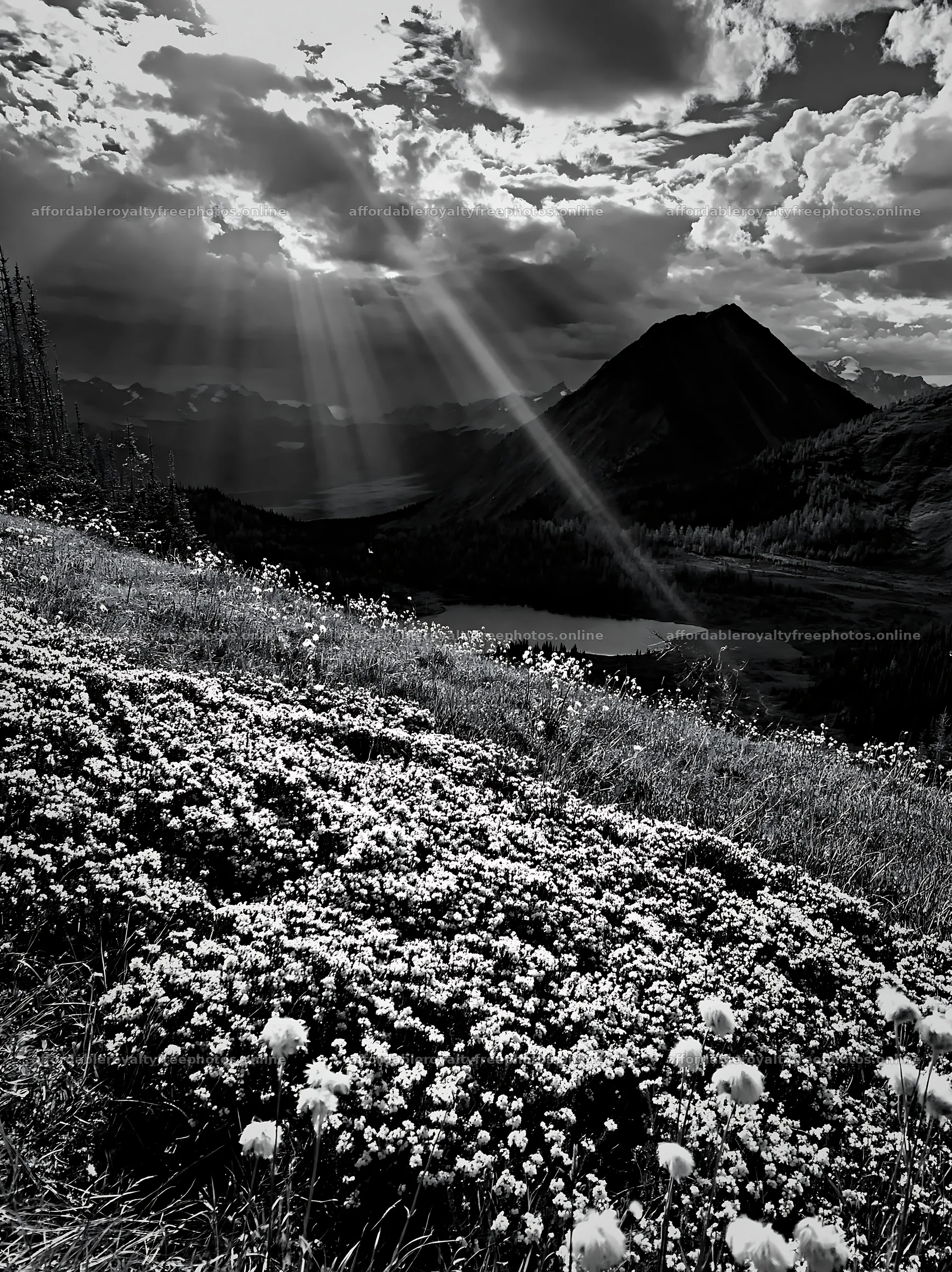 Light rays shine over Sunshine Meadows in Banff – royalty-free photos 6866x9174