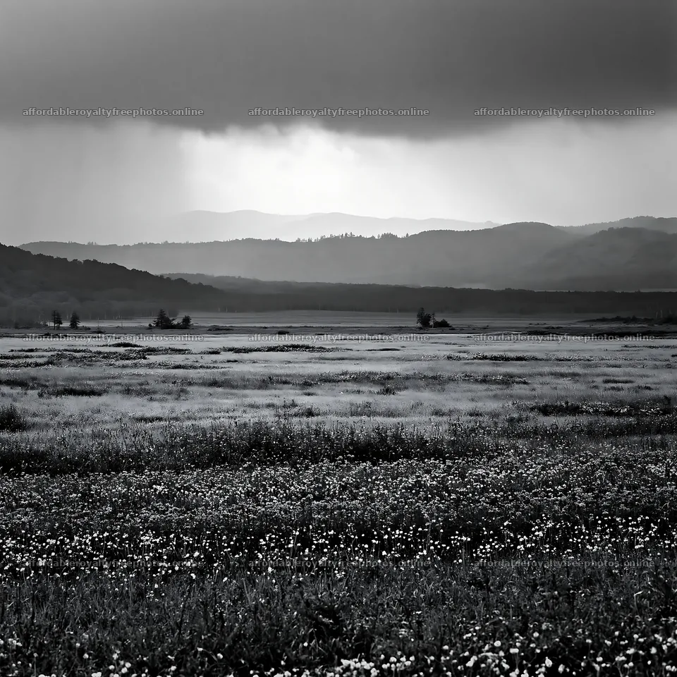 Expansive Hokkaido restoration meadow with dewdrops – royalty-free photos 7938x7938