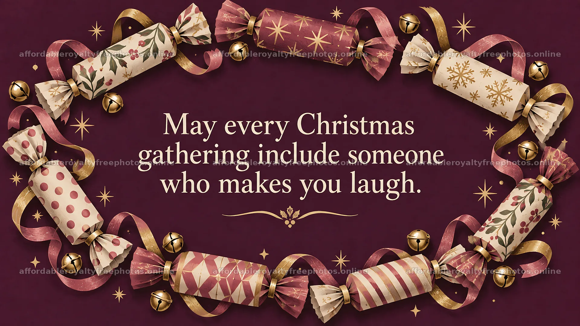 Christmas Greeting with Crackers and Bells – royalty-free photos 10324x5812