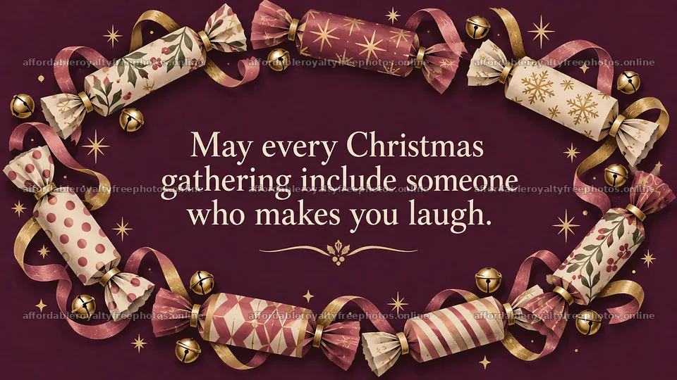 Christmas Greeting with Crackers and Bells – royalty-free photos 10324x5812