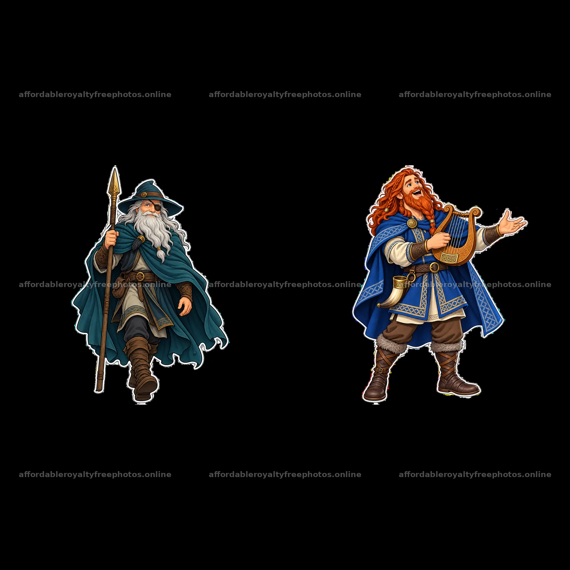 Odin the Norse All-Father holding a spear with a bard – royalty-free photos 7746x7746