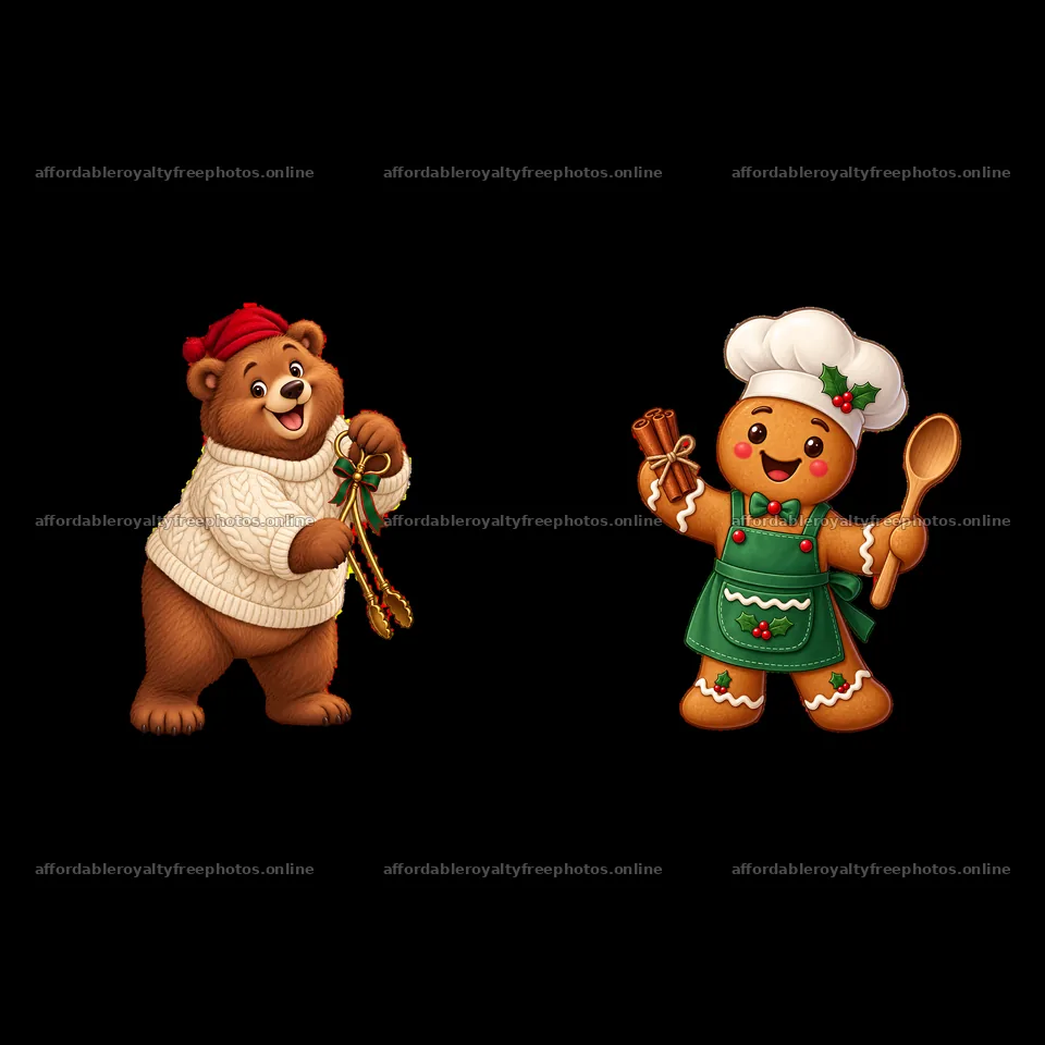 Playing bear and cookie chef near Christmas fireplace – royalty-free photos 7746x7746