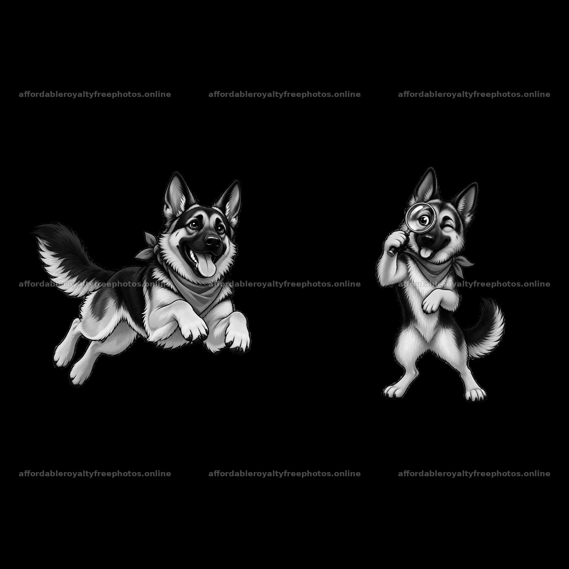 German shepherd dogs playing and having fun together – royalty-free photos 7746x7746