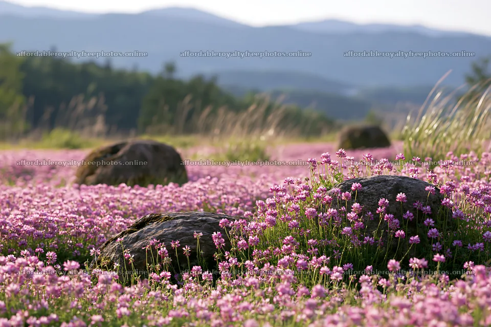 Kyoto spring wildflower meadow stone foreground – royalty-free photos 9722x6480